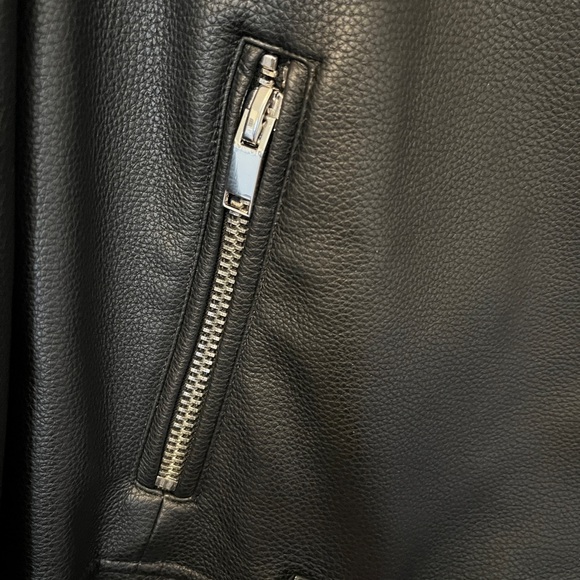 ZARA Moto Jacket Leather Faux Size XL Black Silver Zippers WOW - Picture 11 of 14